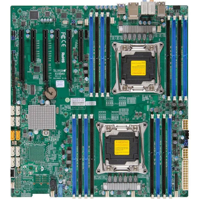 Supermicro MBD-X10DAI-O Server Motherboard - 2x Socket LGA 2011-v3 - Intel C612 - 16x DDR4 - RAID - 3x PCIe x16 - 2x RJ-45 - EATX