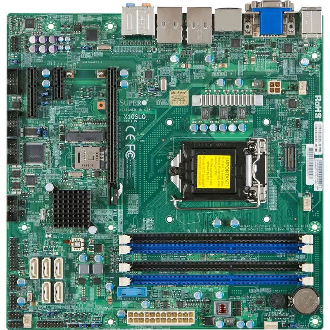 Supermicro MBD-X10SLQ-O Server Motherboard - 1x Socket H3 LGA-1150 - Intel Q87 Express - 4x DDR3 - RAID - 1x PCIe x16 - 2x RJ-45 - Micro ATX