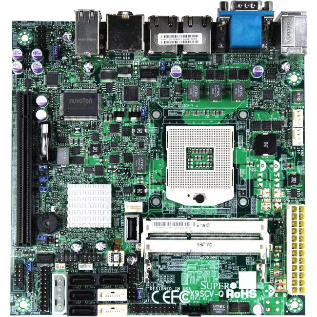 Supermicro MBD-X9SCV-Q-O Desktop Motherboard - 1x Socket G2 - Intel QM67 Express - 2x DDR3 - RAID - 1x PCIe x16 - 2x RJ-45 - Mini ITX