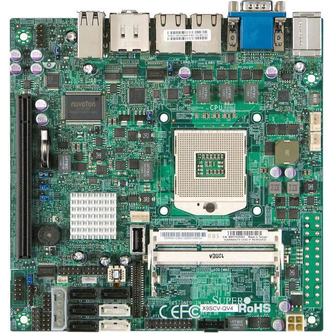 Supermicro MBD-X9SCV-QV4-B Desktop Motherboard - 1x Socket G2 - Intel QM67 Express - 2x DDR3 - RAID - 1x PCIe x16 - 2x RJ-45 - Mini ITX