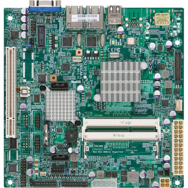Supermicro MBD-X9SCAA-L-O Desktop Motherboard - 1x Socket BGA-559 - Intel NM10 Express - 2x DDR3 - 2x RJ-45 - Mini ITX