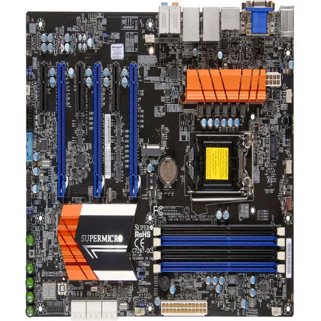 Supermicro MBD-C7Z97-OCE-O Desktop Motherboard - 1x Socket H3 LGA-1150 - Intel Z97 Express - 4x DDR3 - RAID - 3x PCIe x16 - 2x RJ-45 - ATX