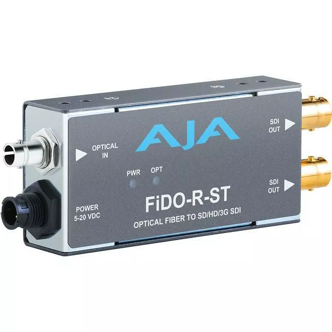 AJA FIDO-R-ST-R0 1-Channel Single Mode ST Fiber to 3G-SDI with Dual Outputs