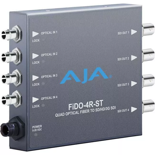 AJA FIDO-4R-ST-R0 4-Channel Single Mode ST Fiber to 3G-SDI Receiver
