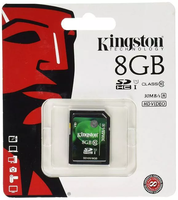 Kingston SD10V/8GB-DELL 8 GB SDHC/SDXC Class 10 UHS-1 Flash Memory Card 30MB/s 
