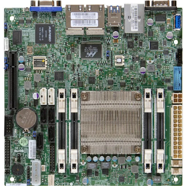 Supermicro MBD-A1SRI-2758F-O Desktop Motherboard - Socket BGA-1283 - Intel 4x DDR3 - 5x RJ-45 - Mini ITX