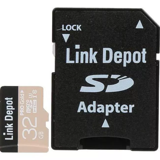 Link Depot LD-MSD32G-PPU3A Pro-Silver 32GB microSDHC Flash Card with SD Adapter