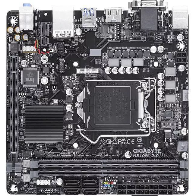 GIGABYTE H310N 2.0 Desktop Motherboard - 1x Socket H4 LGA-1151 - Intel H310 - 2x DDR4 - 1x M.2 - 1x PCIe x16 - Mini ITX