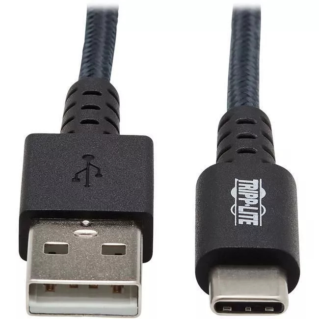 Tripp Lite U038-006-GY-MAX Heavy-Duty USB-A to USB-C Cable USB 2.0 UHMWPE and Aramid Fibers (M/M) Gray 6 ft. (1.83 m)