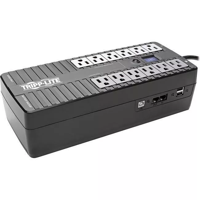 Tripp Lite ECO900LCDU2 UPS 900VA 480W Standby UPS - 12 5-15R Outlets 120V 50/60 Hz 5-15P Plug USB ENERGY STAR Desktop/Wall