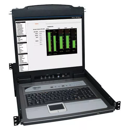 Tripp Lite B020-U08-19KTAA NetDirector 8-Port 1U Rack-Mount Console KVM Switch with 19-in. LCD + 8 PS2/USB Combo Cables; TAA Compliant