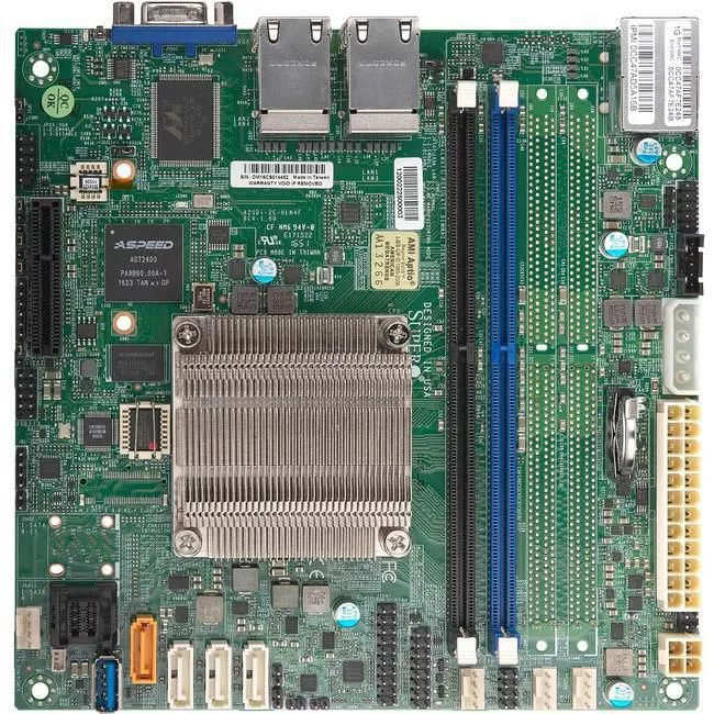 Supermicro MBD-A2SDI-12C-HLN4F-B Server Motherboard - Socket BGA-1310 - 4x DDR4 - 1x M.2 - 4x RJ-45 - Mini ITX
