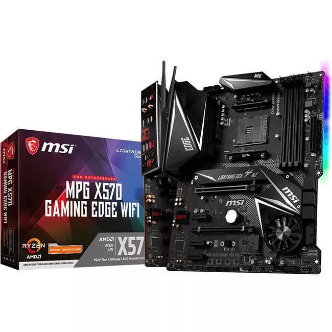 MSI X570EDGEWIFI Desktop Motherboard - 1x Socket AM4 - AMD X570 - 4x DDR4 - RAID - 2x M.2 - 2x PCIe x16 - Wi-Fi - ATX