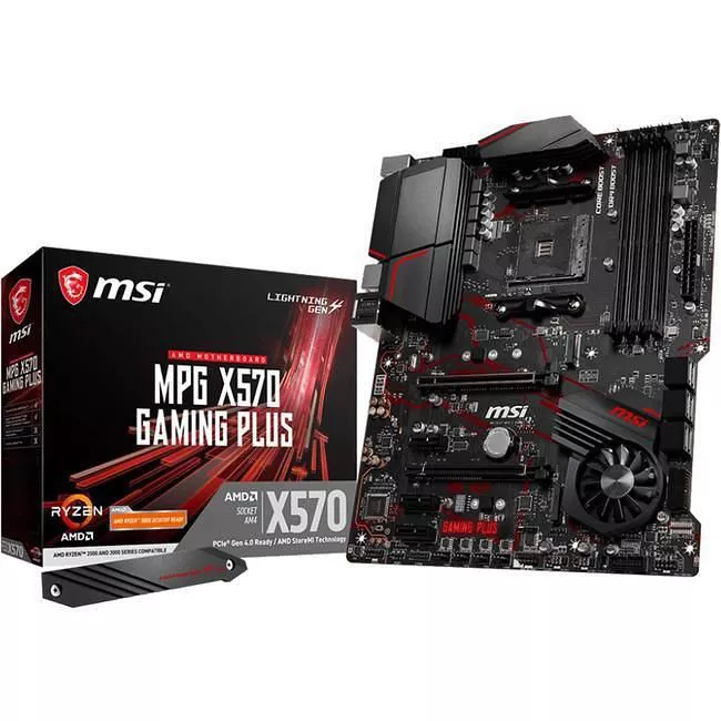 MSI X570GAMINGPLUS Desktop Motherboard - 1x Socket AM4 - AMD X570 - 4x DDR4 - RAID - 2x M.2 - 2x PCIe x16 - ATX
