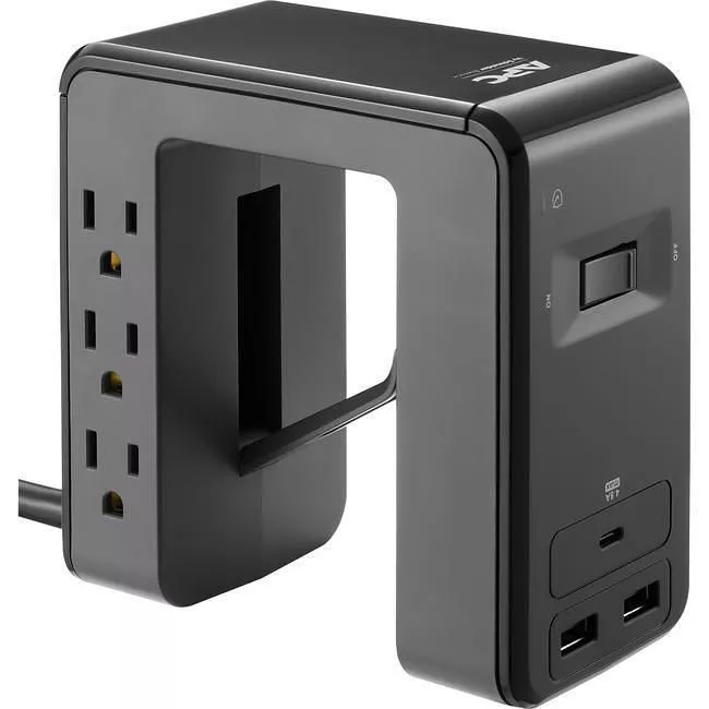 APC PE6U21 SurgeArrest Essential Multi-Use 6 Outlet with 2 Type-A 1 Type-C Port 4.8A USB Charger 120V