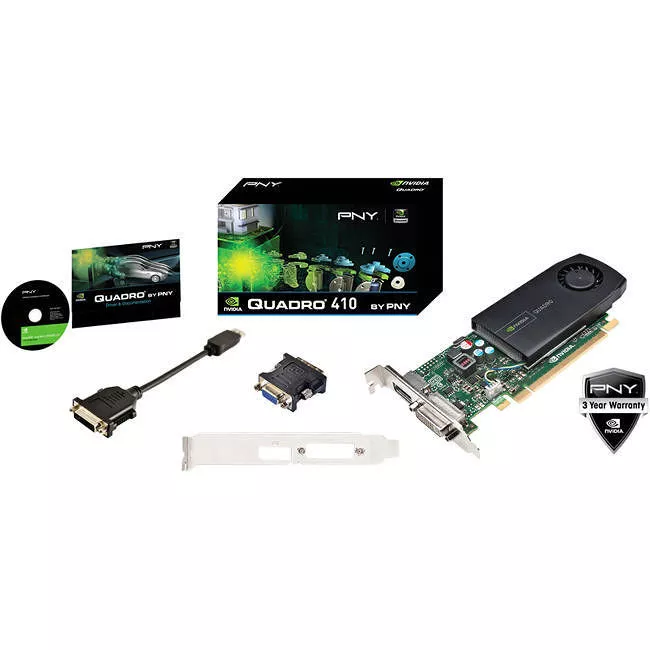PNY VCQ410-PB NVIDIA Quadro 410 Graphic Card - 512 MB DDR3 SDRAM - Low-profile