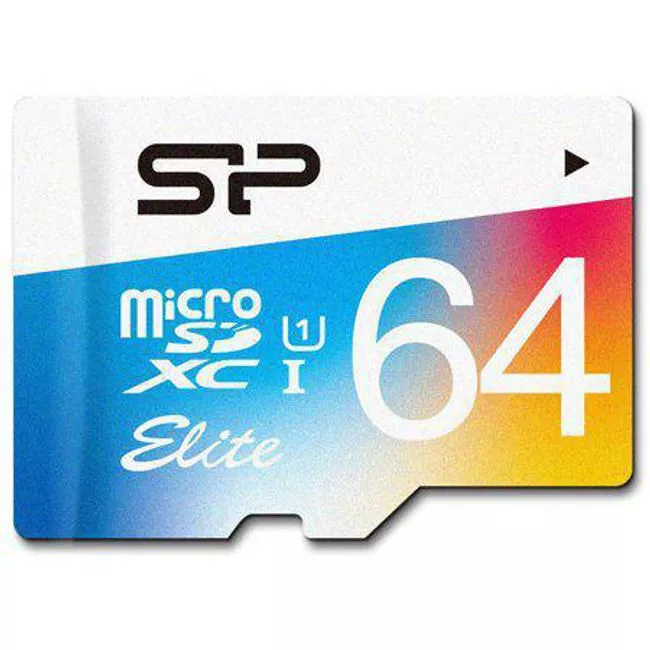 Silicon Power SP064GBSTXBU1V20 64 GB microSDXC Memory Card with Adapter