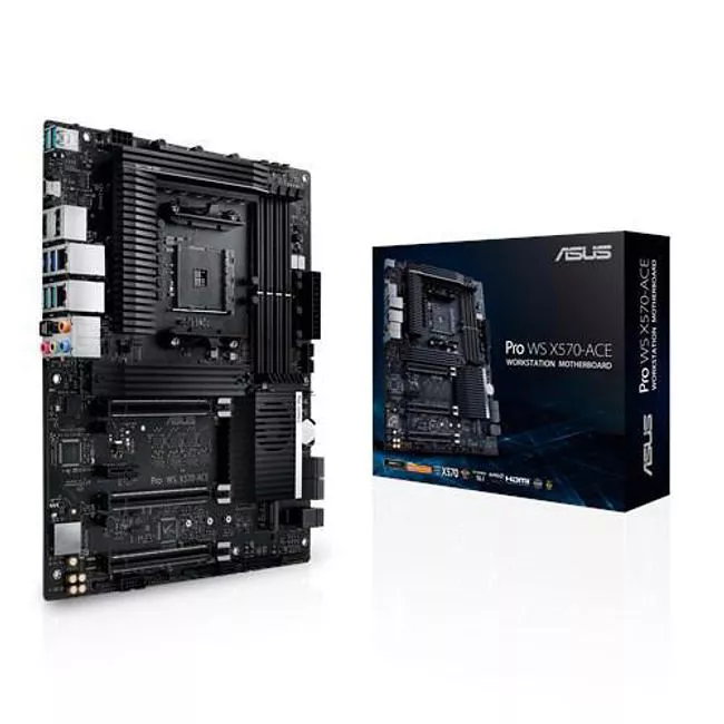 ASUS PRO WS X570-ACE Workstation Motherboard - 1x Socket AM4 - AMD X570 - 4x DDR4 - RAID - 2x M.2 - 3x PCIe x16 - ATX