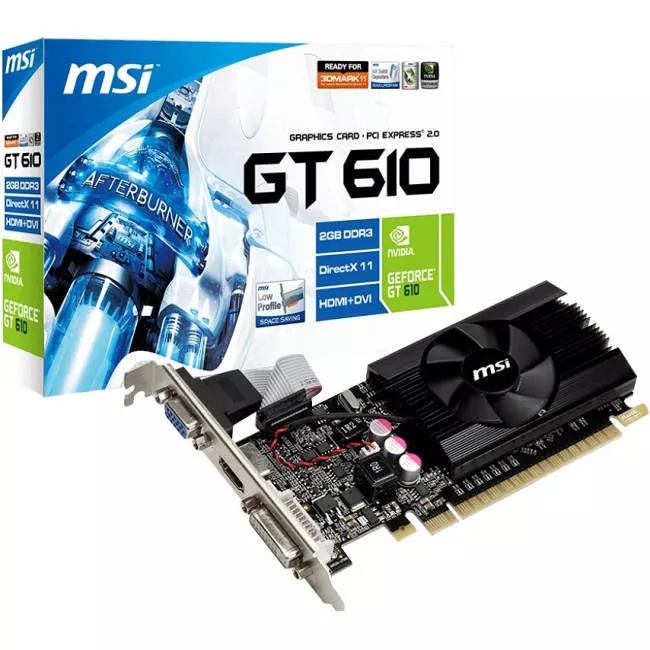 MSI N610GT-MD2GD3/LP NVIDIA GeForce GT 610 Graphic Card - 2 GB DDR3 SDRAM - Low-profile