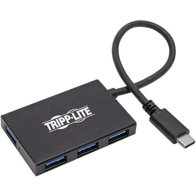 Tripp Lite U460-004-4A-G2 4-Port USB-C Hub USB 3.x Gen 2 (10Gbps) 4x USB-A Ports Thunderbolt 3 Compatible Aluminum Housing Black