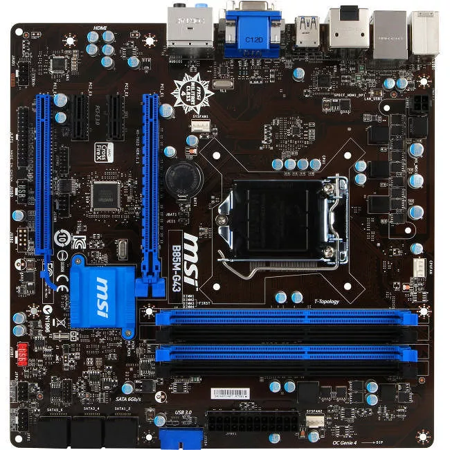 MSI B85M-G43 Desktop Motherboard - 1x Socket H3 LGA-1150 - Intel B85 Express - 4x DDR3 - 2x PCIe x16 - 1x RJ-45 - Micro ATX