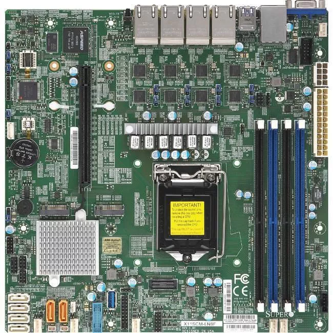 Supermicro MBD-X11SCM-F-B Server Motherboard - 1x Socket H4 LGA-1151 - Intel C246 - 4x DDR4 - RAID - 1x M.2 - 1x PCIe x16 - 2x RJ-45 - Micro ATX