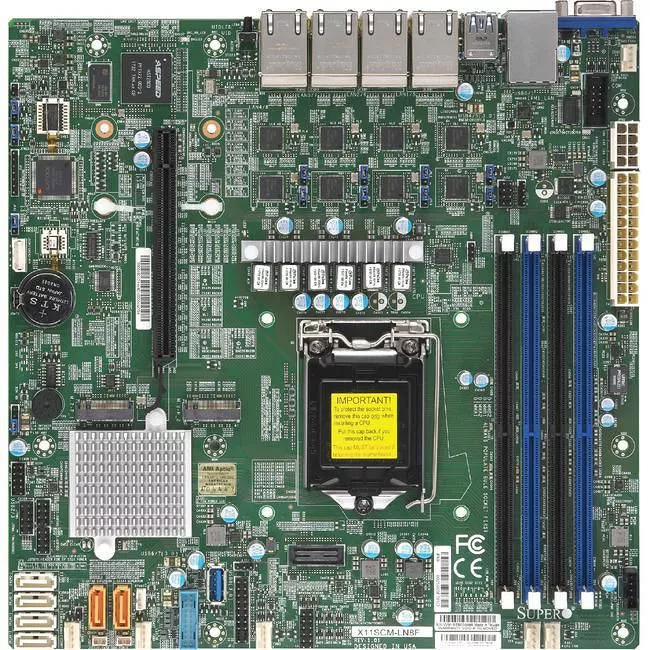 Supermicro MBD-X11SCM-F-O Server Motherboard - 1x Socket H4 LGA-1151 - Intel C246 - 4x DDR4 - RAID - 1x M.2 - 1x PCIe x16 - 2x RJ-45 - Micro ATX
