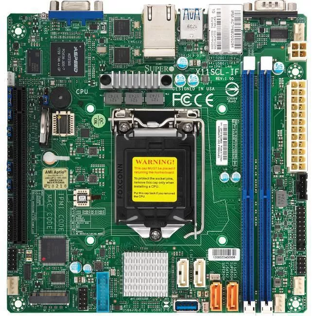 Supermicro MBD-X11SCL-IF-B Server Motherboard - 1x Socket H4 LGA-1151 - Intel C242 - 2x DDR4 - RAID - 1x M.2 - 1x PCIe x16 - 2x RJ-45 - Mini ITX