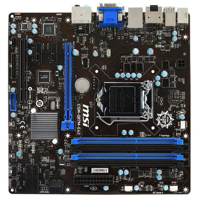 MSI CSM-Q87M-E43 Desktop Motherboard - 1x Socket H3 LGA-1150 - Intel Q87 Express - 4x DDR3 - RAID - 1x PCIe x16 - 1x RJ-45 - Micro ATX