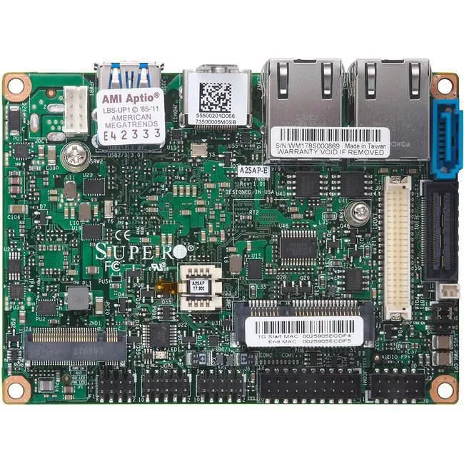 Supermicro MBD-A2SAP-L-O Server Motherboard - Socket BGA-1296 - Intel 1x DDR3L - 1x M.2 - 2x RJ-45 - Pico ITX