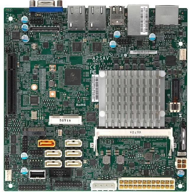 Supermicro MBD-A2SAV-L-B Server Motherboard - Socket BGA-1296 - Intel 1x DDR3L - 1x M.2 - 2x RJ-45 - Mini ITX