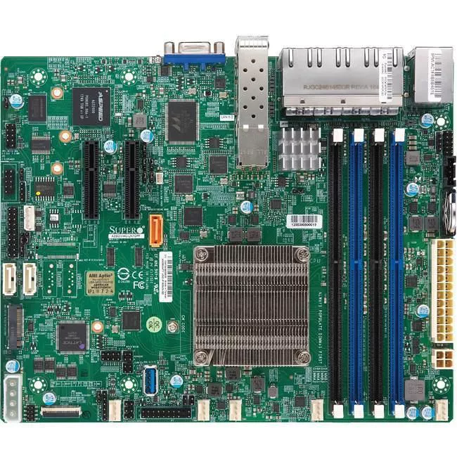 Supermicro MBD-A2SDV-4C-LN10PF-B Server Motherboard - Socket BGA-1310 - 4x DDR4 - 1x M.2 - 8x RJ-45 - Flex ATX