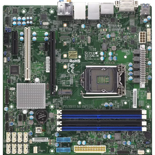 Supermicro MBD-X11SAE-M-O Workstation Motherboard - 1x Socket H4 LGA-1151 - Intel C236 - 4x DDR4 - RAID - 1x M.2 - 1x PCIe x16 - Micro ATX