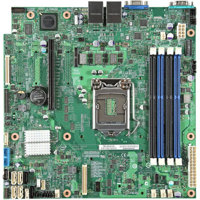Intel DBS1200V3RPS Server Motherboard - 1x Socket H3 LGA-1150 - Intel C222 - 4x DDR3 - RAID - 1x PCIe x16 - 2x RJ-45 - Micro ATX