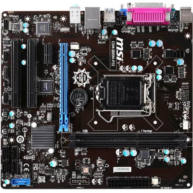 MSI CSM-B85M-P32 Desktop Motherboard - 1x Socket H3 LGA-1150 - Intel B85 Express - 2x DDR3 - 1x PCIe x16 - 1x RJ-45 - Micro ATX