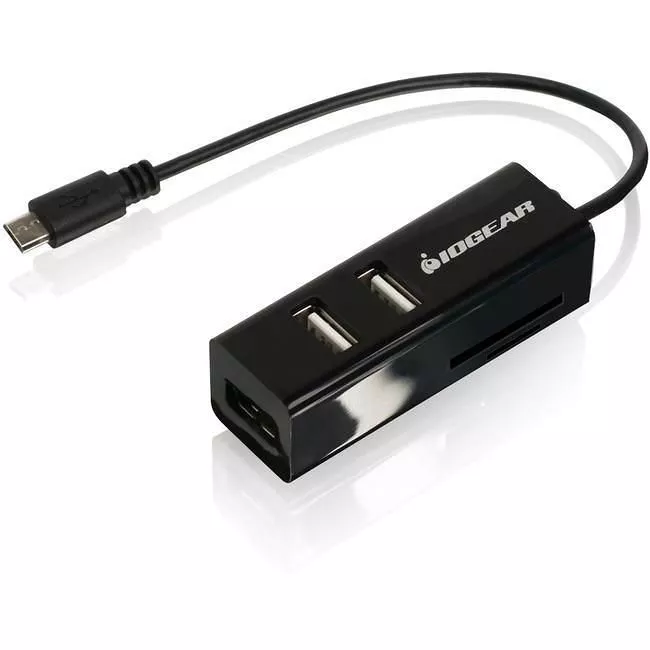 IOGEAR GOFRH202 GoFor2+ -USB OTG Card Reader with Hub for Mobile Devices