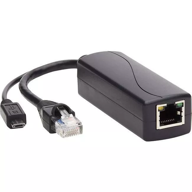 Tripp Lite NPOE-SPL-G-5VMU PoE to USB Micro-B and RJ45 Active Splitter - 802.af 48V to 5V 1A Up to 328.08 ft. (100 m)
