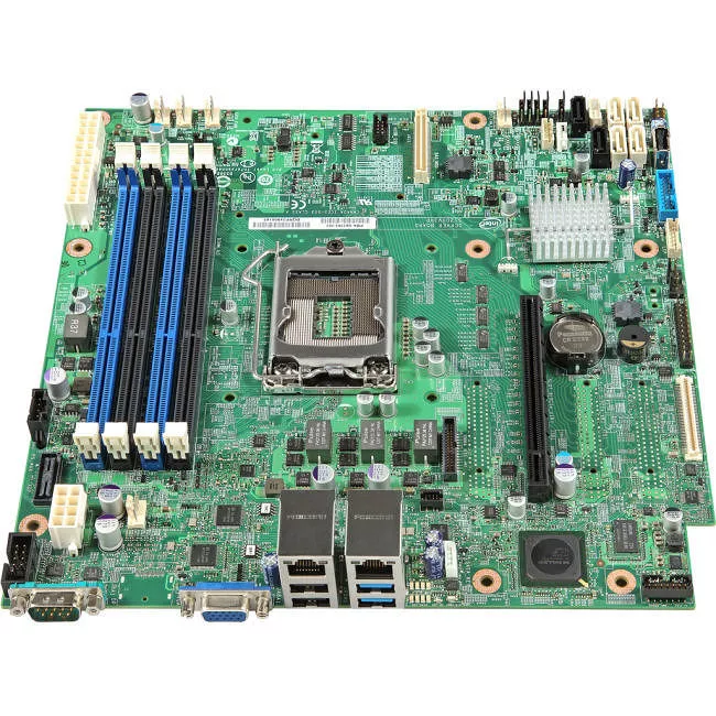 Intel DBS1200V3RPO Server Motherboard - 1x Socket H3 LGA-1150 - Intel C224 - 4x DDR3 - RAID - 2x RJ-45 - Micro ATX