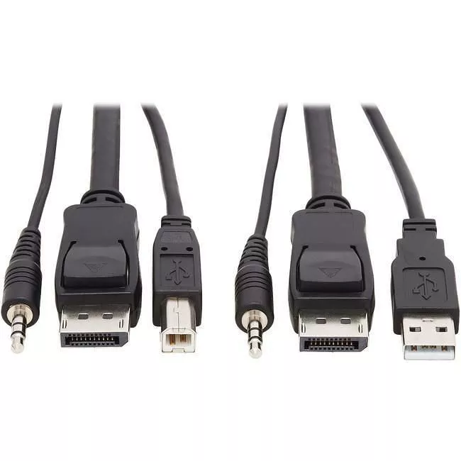 Tripp Lite P783-006 DisplayPort KVM Cable Kit 3 in 1 - 4K DisplayPort USB 3.5 mm Audio (3xM/3xM) 4:4:4 6 ft. (1.83 m) Black