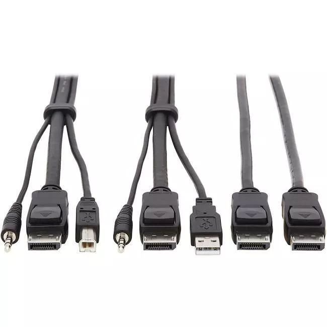 Tripp Lite P783-006-DP Dual DisplayPort KVM Cable Kit - DP USB 3.5 mm Audio (3xM/3xM) + DP (M/M) 4K 4:4:4 6 ft. (1.83 m) Black