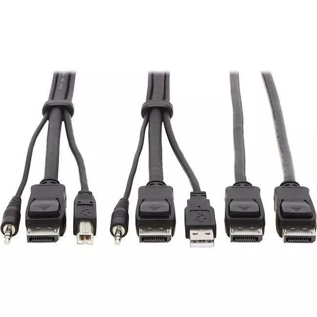 Tripp Lite P783-010-DP Dual DisplayPort KVM Cable Kit 4K USB 3.5 mm Audio 3xM/3xM 10ft