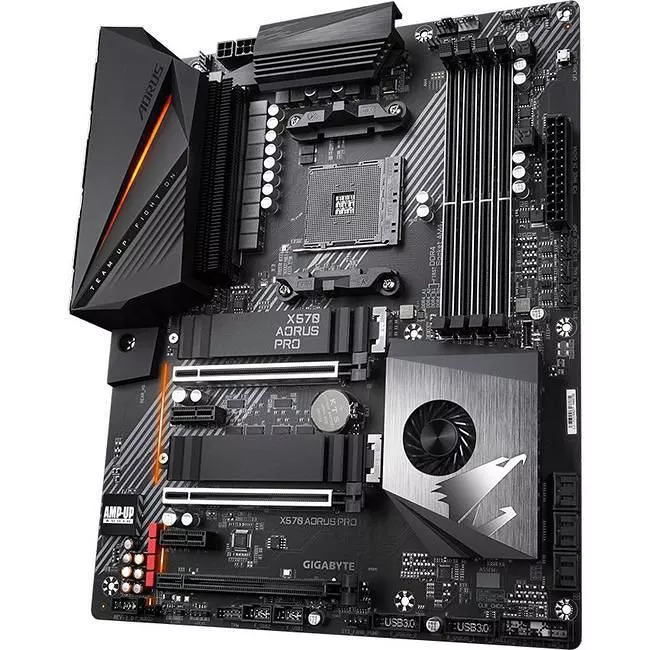 GIGABYTE X570 AORUS PRO WIFI Desktop Motherboard - 1x Socket AM4 - AMD X570 - 4x DDR4 - RAID - 2x M.2 - 3x PCIe x16 - Wi-Fi - 1x RJ-45 - ATX