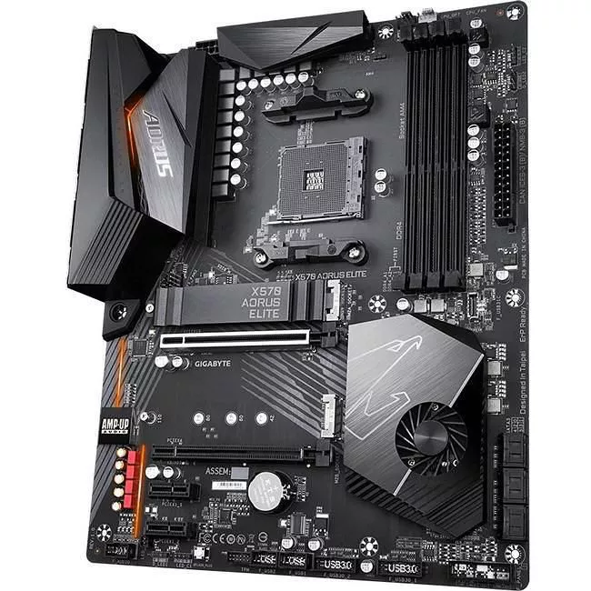 GIGABYTE X570 AORUS ELITE Desktop Motherboard - 1x Socket AM4 - AMD X570 - 4x DDR4 - RAID - 2x M.2 - 2x PCIe x16 - 1x RJ-45 - ATX