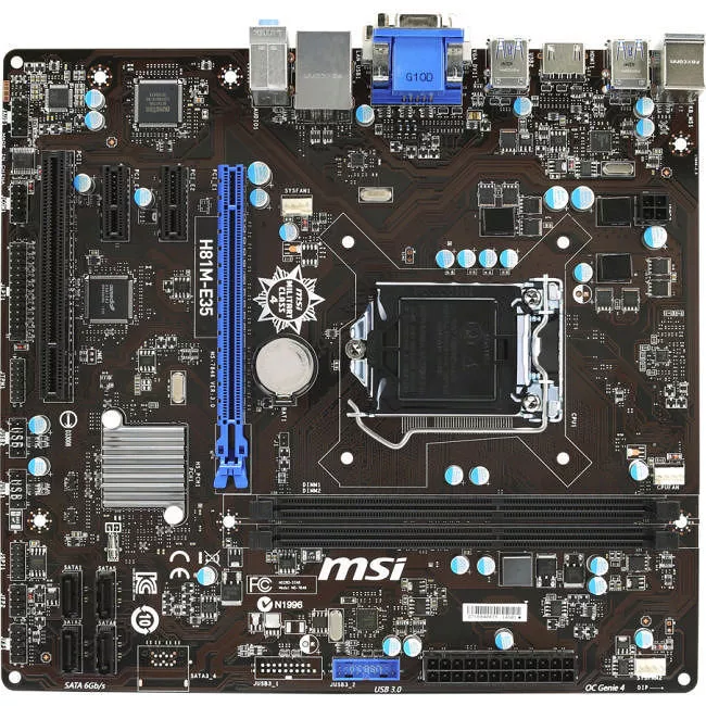 MSI H81M-E35 Desktop Motherboard - Intel H81 Chipset - Socket H3 LGA-1150 - Micro ATX