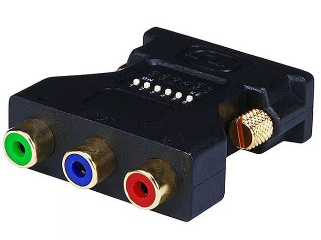 Monoprice 2398 DVI-I Male to 3 RCA Component Adapter w/DIP Switch, Gold Plated