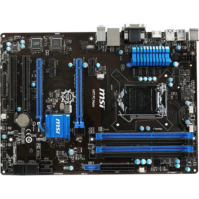 MSI H97 PC MATE Desktop Motherboard - 1x Socket H3 LGA-1150 - Intel H97 Express - 4x DDR3 - RAID - 2x PCIe x16 - 1x RJ-45 - ATX