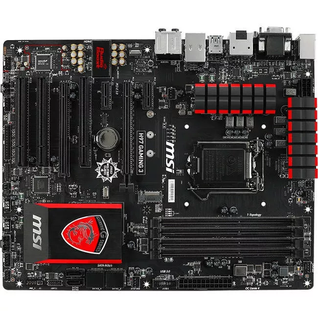 MSI H97-GAMING 3 Desktop Motherboard - 1x Socket H3 LGA-1150 - Intel H97 Express - 4x DDR3 - RAID - 1x M.2 - 2x PCIe x16 - 1x RJ-45 - ATX