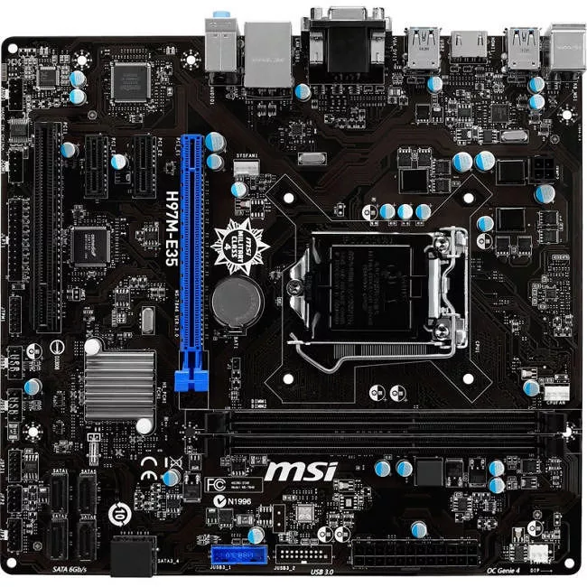 MSI H97M-E35 Desktop Motherboard - 1x Socket H3 LGA-1150 - Intel H97 Express - 2x DDR3 - RAID - 1x PCIe x16 - 1x RJ-45 - Micro ATX