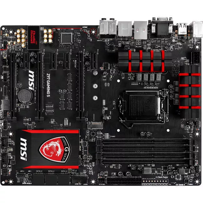 MSI Z97-GAMING 5 Desktop Motherboard - 1x Socket H3 LGA-1150 - Intel Z97 Express - 4x DDR3 - RAID - 1x M.2 - 3x PCIe x16 - 1x RJ-45 - ATX