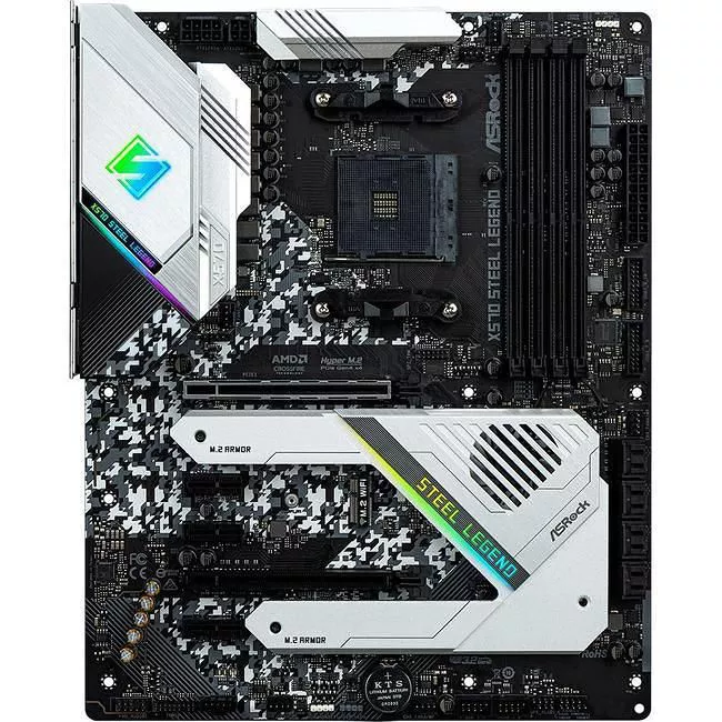 ASRock X570 STEEL LEGEND Desktop Motherboard - 1x Socket AM4 - AMD X570 - 4x DDR4 - RAID - 3x M.2 - 2x PCIe x16 - 1x RJ-45 - ATX